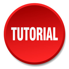 tutorial red round flat isolated push button