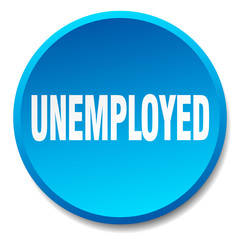 unemployed blue round flat isolated push button