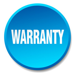 warranty blue round flat isolated push button
