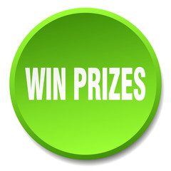 win prizes green round flat isolated push button