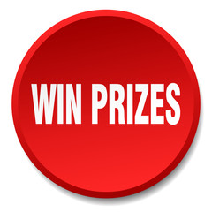 win prizes red round flat isolated push button