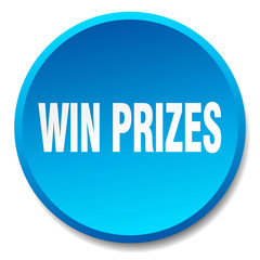 win prizes blue round flat isolated push button