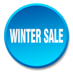 winter sale blue round flat isolated push button