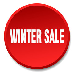 winter sale red round flat isolated push button