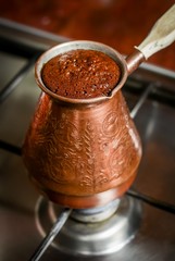 Coffee in Turkish on cook stove