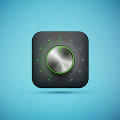 black app icon with music volume control knob