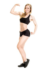 Fototapeta na wymiar Young muscular woman posing