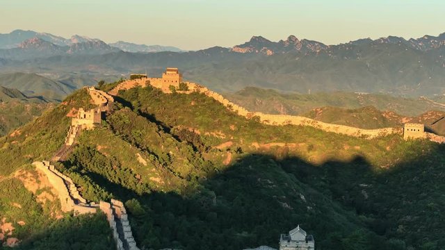 Sunrise of Great Wall of China (Zoom Out, Time-Lapse Video).