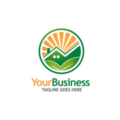 green house  building logo. Ecology Nature logo.