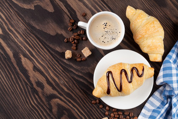 Fresh croissants and coffee