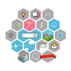 Modern web and mobile application pictograms collection. Color l