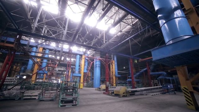 Inside of a huge industrial factory.  HD.