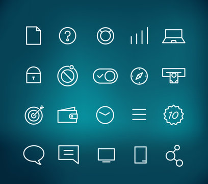 Modern web and mobile application pictograms collection on blur