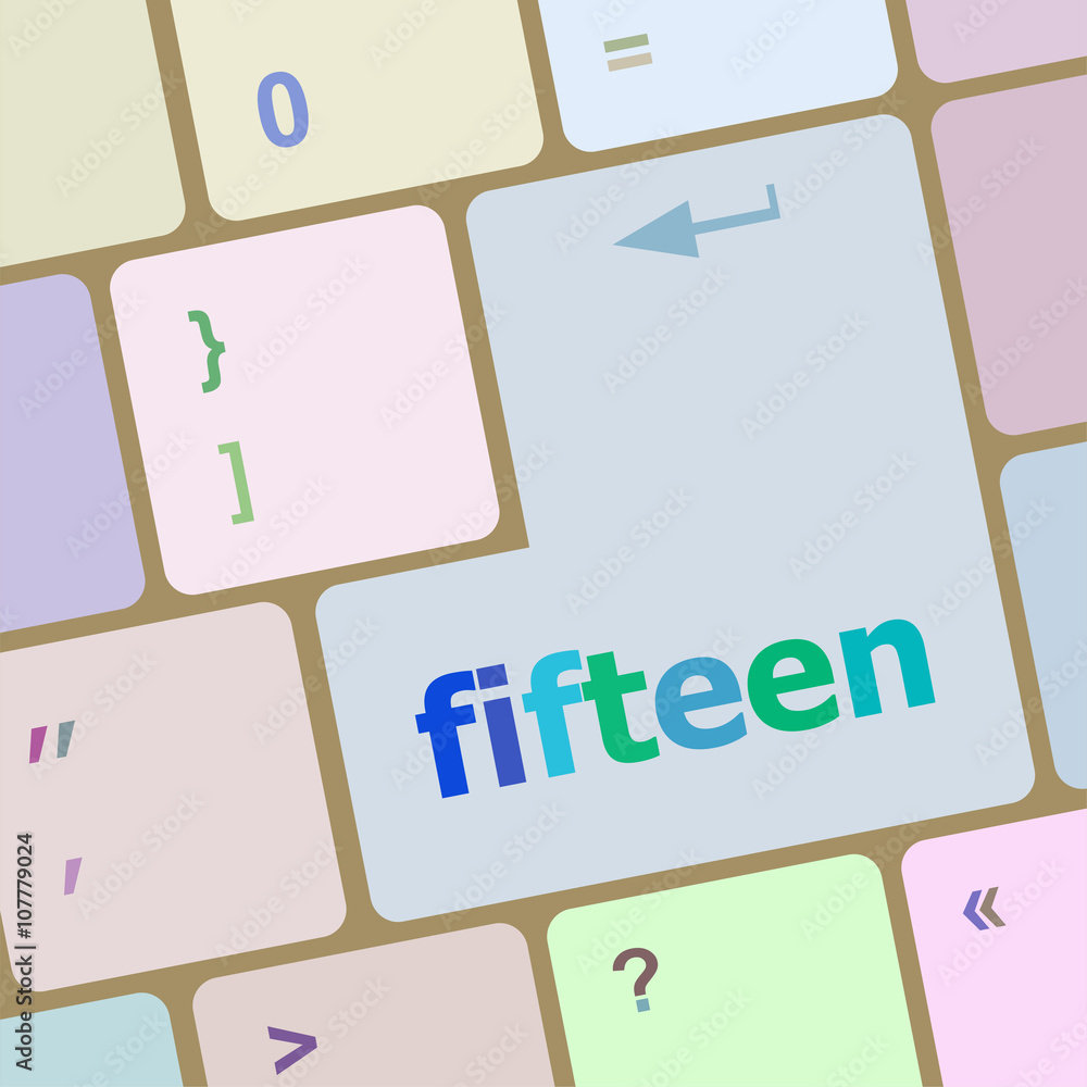 Poster fifteen button on computer pc keyboard key vector illustration