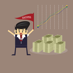 Business man present financial graph. success concept