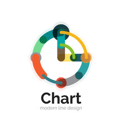 Thin line chart logo design. Graph icon modern colorful flat style