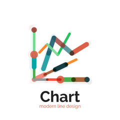 Thin line chart logo design. Graph icon modern colorful flat style