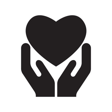 recommend clip art: Heart in hands. Vector illustration of hands holding heart. Black on white background.