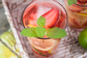 Citrus, strawberry, mint infused water.