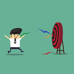 Business man point arrow to target. success concept