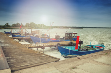 Fototapeta na wymiar Boat moored in the harbor
