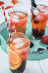 Citrus, berries, mint infused water.