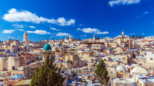 Roofs Of Old City With Holy Sepulcher Church Dome, Jerusalem