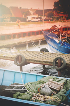 Boat moored in the harbor