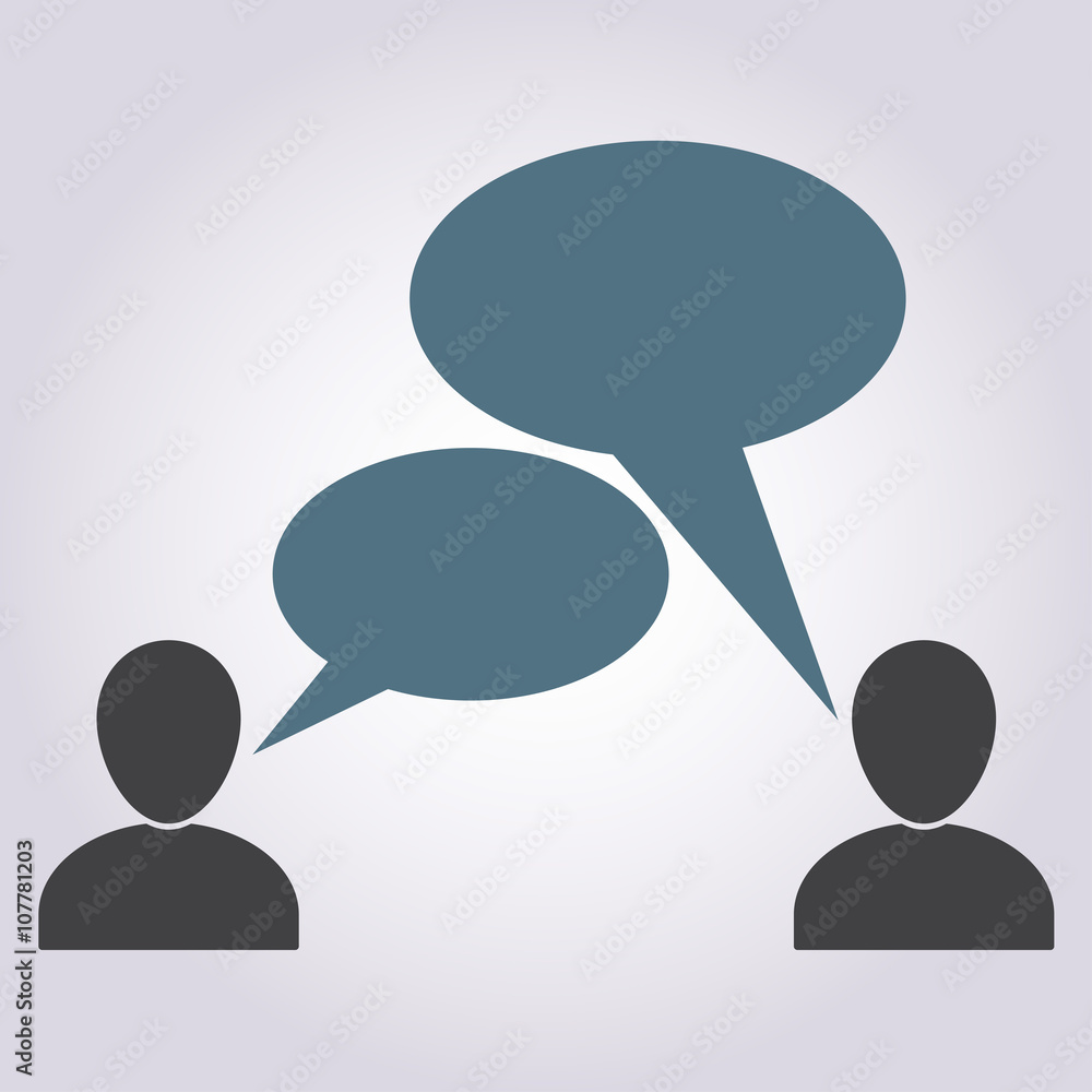 Poster people talking symbols isolated on white background. communication icon or sign with speech bubbles 