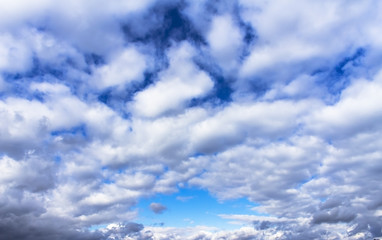 Clouds and sky on a sunny day. Nature, background, wallpaper abstraction.