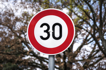 Germany: Traffic sign with speed limit 30 kilometers