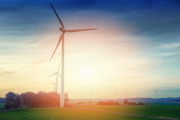 Fototapeta na wymiar Wind turbine at sunset