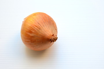 Ripe onion on a white background