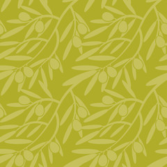 Fototapeta premium Seamless pattern with olive branches. Retro decorative texture b