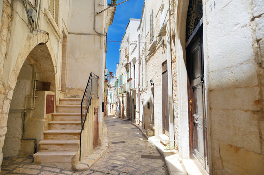 Typical medieval narrow street in beautiful town of Conversano