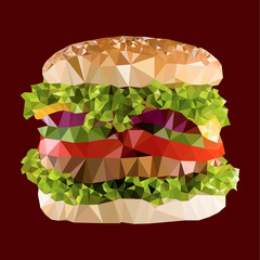 Hamburger Polygonal geometric vector illusration