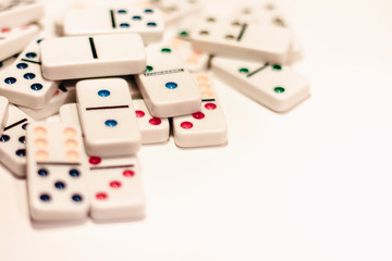 .dominoes with colored dots , isolated on white background