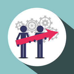 Teamwork wirth gear design, vector illustration