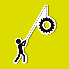 Teamwork wirth gear design, vector illustration