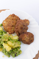 Homemade minced meat burgers from grandmothers kitchen and potat