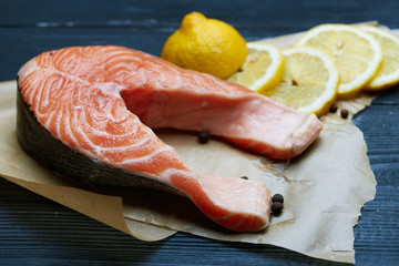 salmon fish with lemon and pepper
