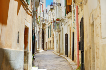 Typical medieval narrow street in beautiful town of Conversano