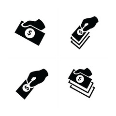 Money in the hand icons set