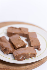 Close macro image of homemade domestic chocolate