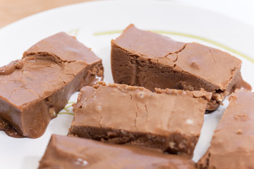 Close macro image of homemade domestic chocolate