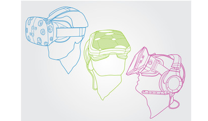 Illustration of head tracker in line art style