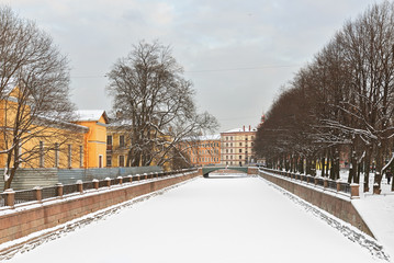 Fototapeta na wymiar Kryukov Canal was originally dug from Neva to Moyka River 1717-1720.Then, in 1782-1787, it was extended to Fontanka River