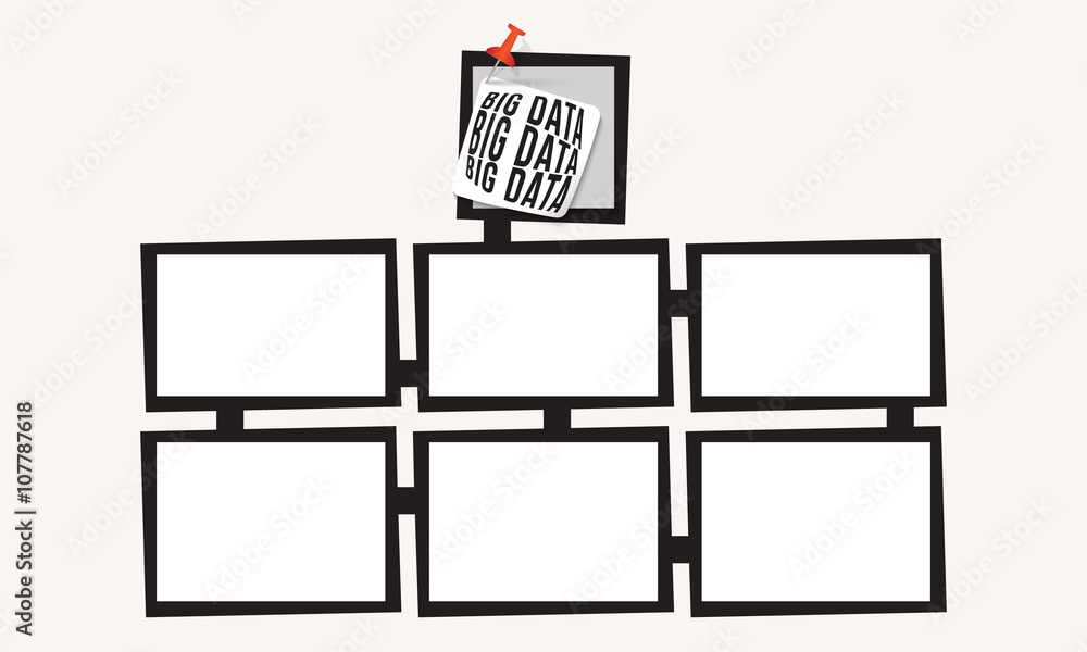 Poster six abstract text boxes for your text and big data headline