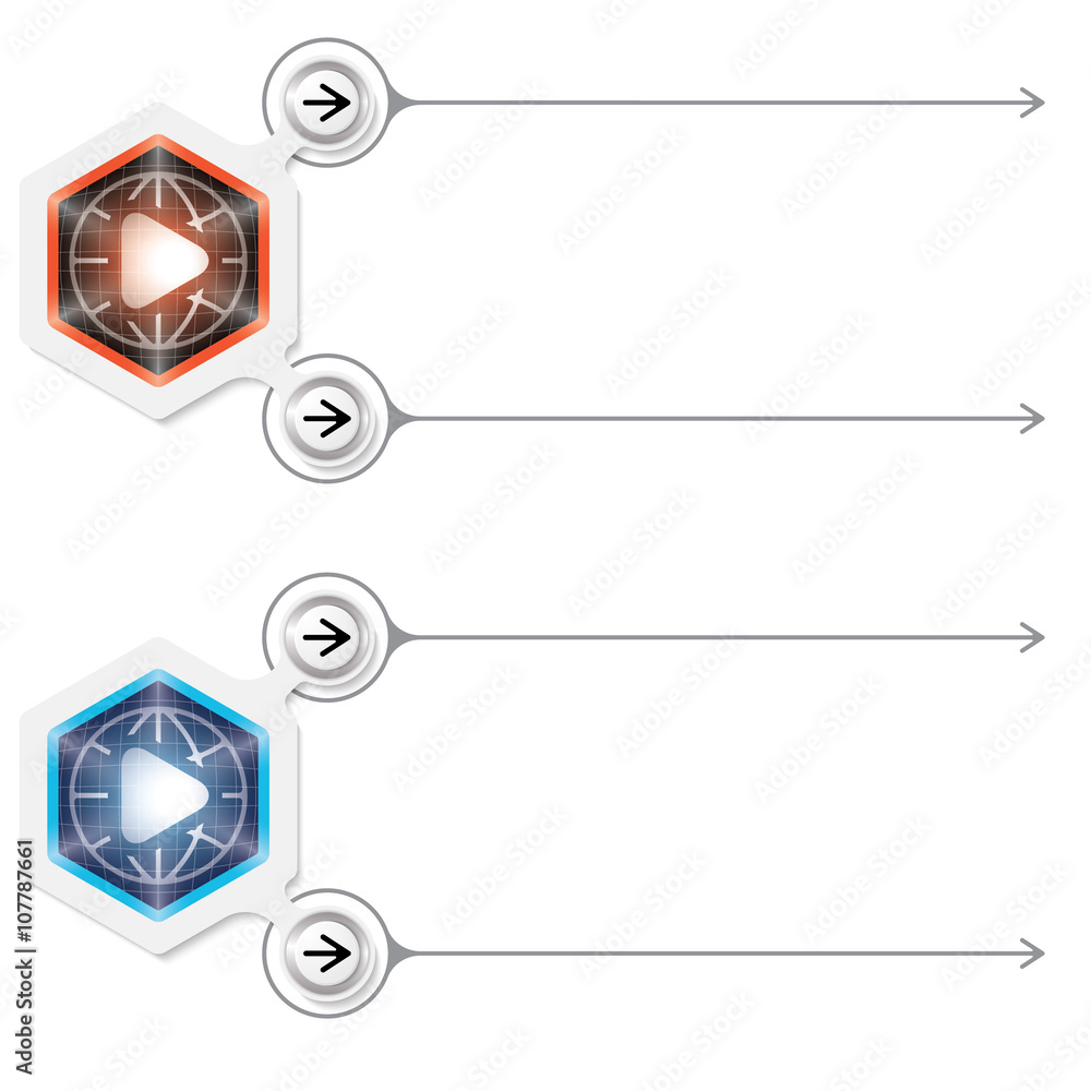 Aufkleber two abstract frames for your text and play symbol