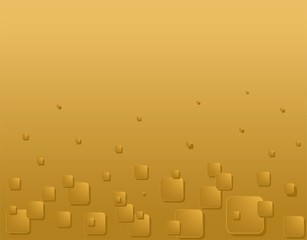 Gold background with rising gold squares up with shadow on golden background